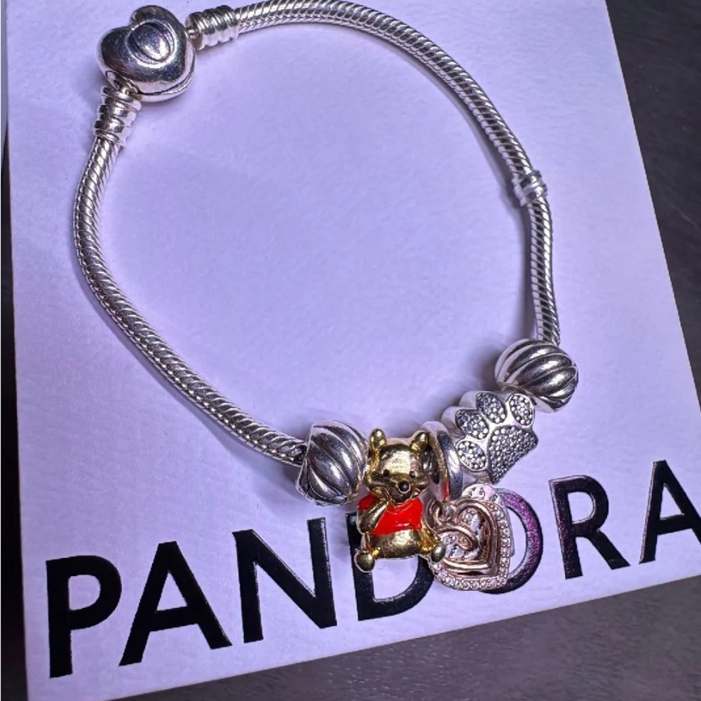 Pandora Silver Charm Bracelet with Winnie The Pooh Charm